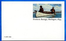 Pre Paid Postcard 13c Frederic Baraga Postal Card 1984 UX103 Unused