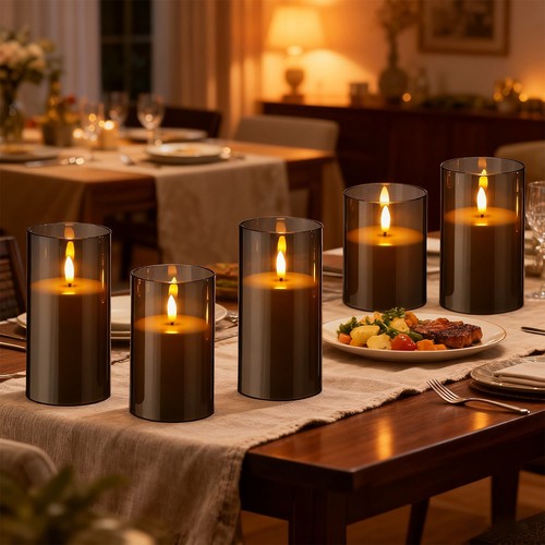 3pcs glass led candles - glass,