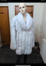 White Faux Fox Fur Coat Size XL 14-18 Women’s Warm Realistic Faux Fur