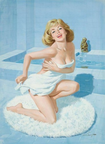 Vintage bath time - time, pin-up