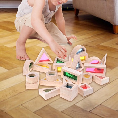 Wooden rainbow stacking - stacking, blocks