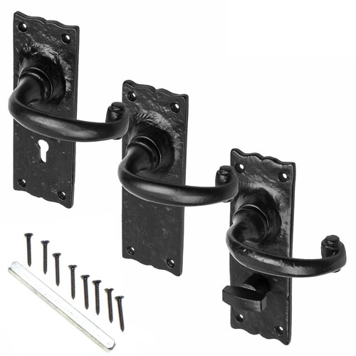 Black antique external door - black,