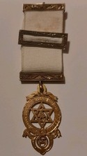 Vintage Gilt Metal Masonic Medal With Ribbon And Bar