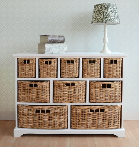 Large white basket storage - large,