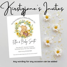 Baby Shower party invitations invites Personalised Disney Winnie The Pooh Floral
