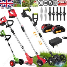 Cordless Strimmer Grass Trimmer Cutter Garden Lawn Edger +2 Rechargeable Battery