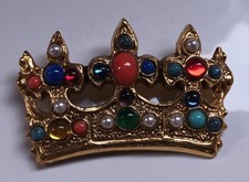 Vintage DMKC Crown Brooch Gold