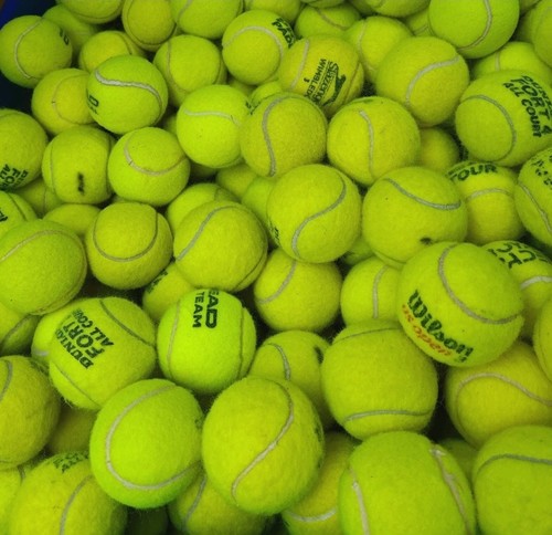 Used tennis balls all - tennis, balls.