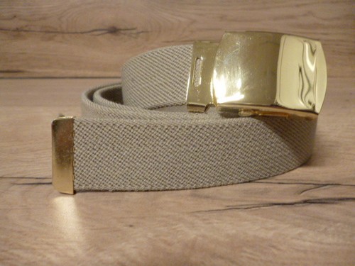 Beige elasticated buckled belt - beige,