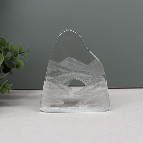 Etched clear glass paperweight - clear,