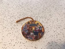 Disney Holiday Collection Christmas Ornament Porcelain Disc 2.5" Santa Workshop