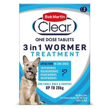 Bob Martin Clear 3 In 1 Wormer Tablets for Dogs up to 20kg