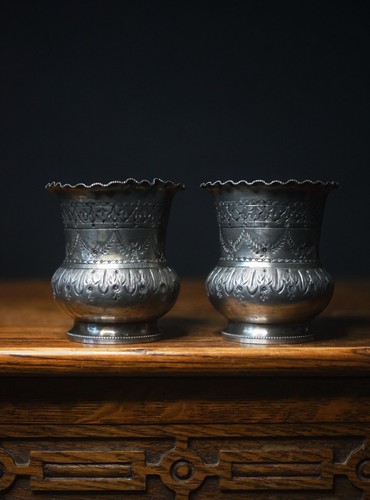 Vintage pewter beakers goblets - beakers,