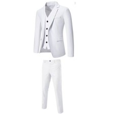 Men's Tuxedo 3 Pieces Suit Dress Wedding Funeral Work & Party Jacket Pants Set