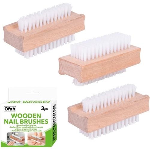 3pk wooden nail brush - 3pk,