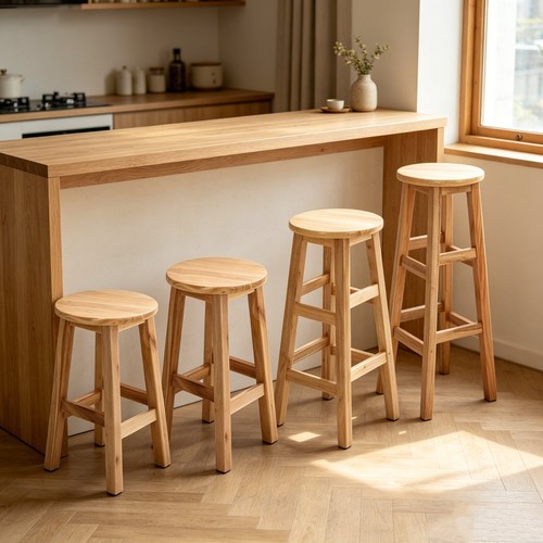 Solid wooden bar - bar, stools