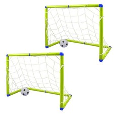 2 x Childrens Football Soccer Goal Posts set With Net Pump & Ball 120cm x 80cm