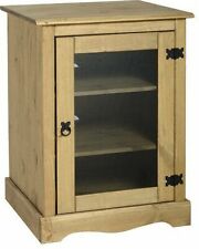  Corona Hi-Fi Sound System Amplifier Cabinet Glass Door Light Waxed Solid Pine
