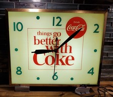 Vintage 1960's "THINGS GO BETTER WITH COKE" Coca-Cola Swihart Lighted Wall Clock