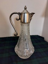 antique cut glass decanter Silverplate Spout