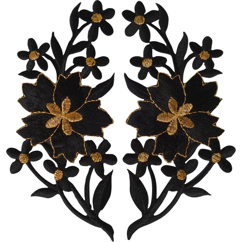Pair black flower - of, patches