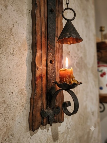 Vtg wrought iron - wrought, wall