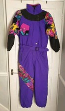 Vintage Especially Nicolle Ski Suit Purple Neon Retro 80s/90s UK 14 Snowsuit