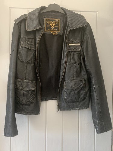 Superdry black leather - , jacket