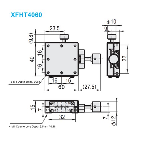 Sliding stage axes manual - sliding, x‑axes