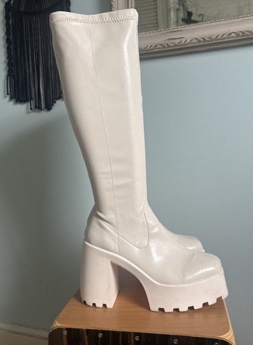 White zip knee high - up,
