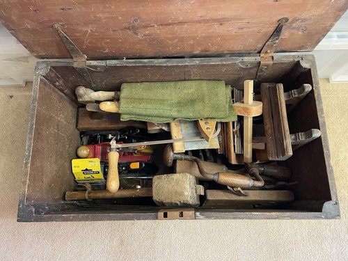 Antique wooden tool chest plus - antique,