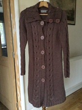 La Vie Knee Length Knitted Cardi/coat  In Brown - Size 14/16 - Worn Once