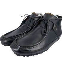 One True Saxon Shoes Mens UK 7 Black Leather 'Boxer' Lace Up Loafer Style Boots