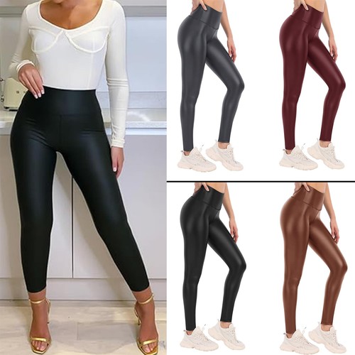 Womens faux leather leggings - womens,