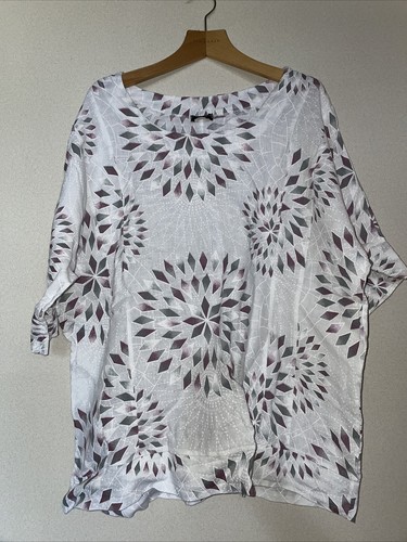 Blue white patterned top - blue,