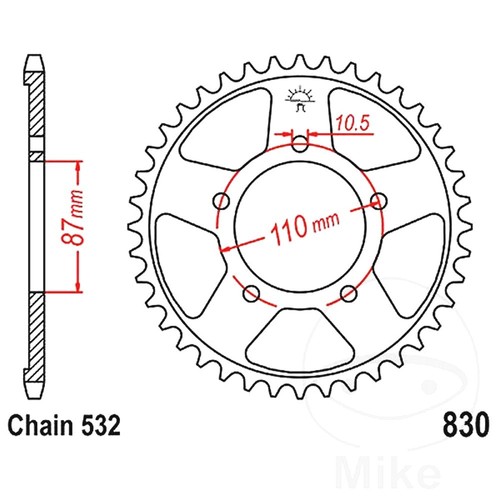 Rear sprocket tooth 532 - sprocket, 46