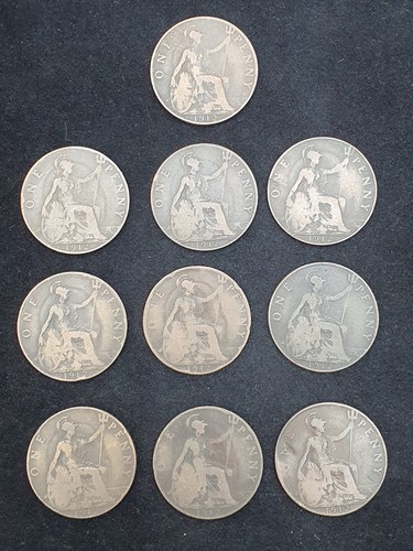 1912 one penny coins - 10,