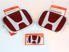 3Pcs Gloss Red Emblem Badge Set Front Rear For Honda Civic 2Dr 2006-2011
