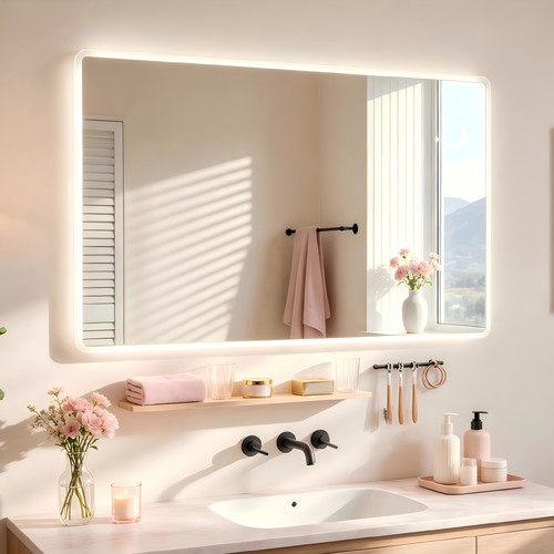 Illuminated bathroom mirror - bathroom,