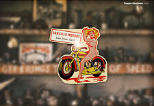 40s Motorcycle Dealer Pin-Up Sticker BSA Harley Triumph Bike Cafe Racer
