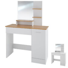 Dressing Table Furniture Vanity Mirrored with Drawers Corner Makeup Wooden