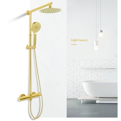 Brushed gold round dual shower - gold,