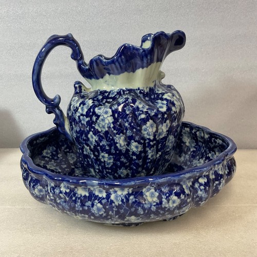 Blue white ceramic wash basin - ceramic,