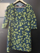 NWOT Boden Cord Blue Leaf Print Dress Size UK 14P US 10P