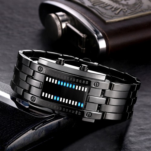 Binary blue led digital watch - binary,