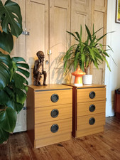 PAIR OF RETRO BEDSIDE CABINET DRAWERS IN FORMICA VINTAGE TABLE