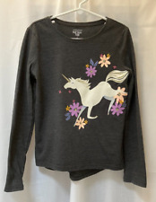 Jumping Beans Unicorn  Long Sleeve T-Shirt - Size 7 (age 6/7) - Dark Grey