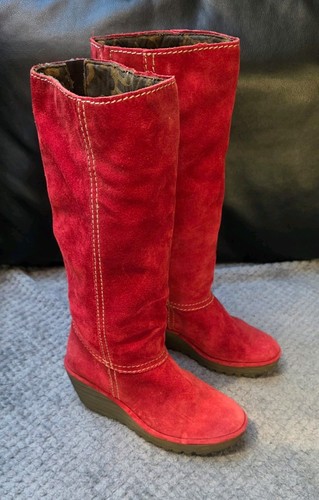 Fly london red - red, suede