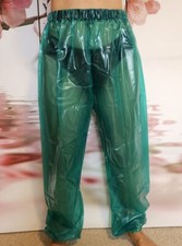 Type PVC Jogging Pluie Pantalon en Caoutchouc Vert Transparent