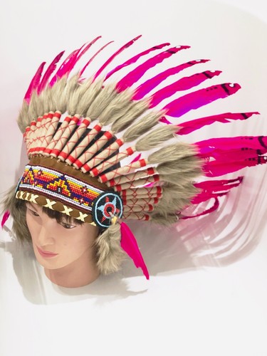 Indian feather pink headdress - indian,